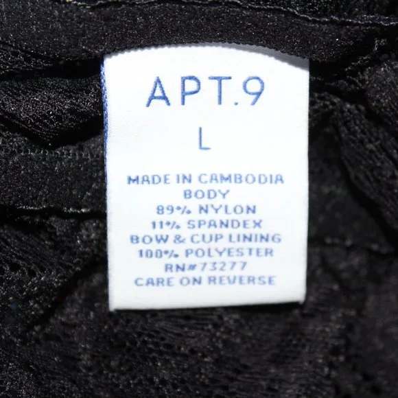 Apt. 9 Black Red Lace Crossed Back Babydoll Lingerie Size L - Picture 7 of 9